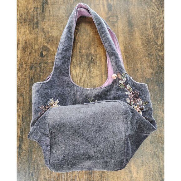 Vintage Esprit Y2K Small Hobo Bag, Embroidered Sequins Boho Hippie Festival - Picture 9 of 9